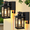 KONDRAS PORCH LIGHTS WITH GFCI OUTLET 2-PACK MOTION SENSOR - OIL RUBBED BRONZE