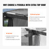 VEVOR 10'X13' OUTDOOR RETRACTABLE PERGOLA WITH CANOPY ALUMINUM PERGOLA - GRAY New
