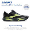 BROOKS MEN’S ADRENALINE GTS 24 BLACK/ EBONY/ NEW YELLOW SIZE 12