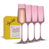 JOYJOLT SIDNEY STEMMED CHAMPAGNE FLUTES SET OF 4 - BLUSH