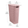 MIND READER SLIM LAUNDRY HAMPER LID 40L BASKET NARROW TAPERED SET OF 2 - PINK