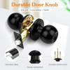 PROBRICO ROUND BALL STYLE PRIVACY DOOR LOCKS FLAT BLACK INTERIOR 2 PACK - BLACK New
