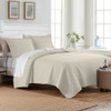 DAN RIVER 3 PIECE PINSONIC QUILT SET OATMEAL GEOMETRIC REVERSIBLE KING - OATMEAL
