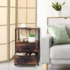 ETELI End Table, Small Bedside Table with 2 Fabric Drawers and Storage Shelf New