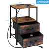 ETELI End Table, Small Bedside Table with 2 Fabric Drawers and Storage Shelf New