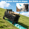 EXOVYN COLLAPSIBLE WAGON CART - FOLDING UTILITY 500LBS HEAVY DUTY (BLACK, 220L)