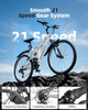 QARSWA 24/26 INCH MOUNTAIN BIKE 21-SPEED FULL SUSPENSION MTB HIGH-CARBON - WHITE