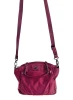 TRAVELON SATEEN NYLON MEDIUM CROSSBODY BAG WITH CHAIN HANDLES AND STRAP - MAROON