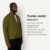 AMAZON ESSENTIALS MEN'S COTTON CANVAS ZIP-FRONT TRUCKER JACKET - DARK OLIVE