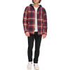 LEVI'S MEN'S PLAID SHERPA LINED HOODED SHIRT JACKET SIZE MEN L RED OMBRE