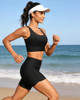 YONIQUE WOMEN SPORTS BRA BIKINI TOP SWIM BRA ATHLETIC SWIM TOP SIZE M - BLACK