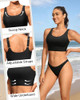 YONIQUE WOMEN SPORTS BRA BIKINI TOP SWIM BRA ATHLETIC BEACH SUIT WOMEN L - BLACK