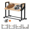 WALNEST ADJUSTABLE HEIGHT PET FEEDER STAND - NATURAL WOOD/BLACK