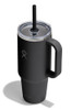 HYDRO FLASK TRAVEL TUMBLER WITH HANDLE, CLEAR LID, STRAW, STAINLESS - BLACK/GRAY New