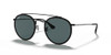 RAY-BAN DOUBLE BRIDGE ROUND SUNGLASSES MEDIUM BLACK/DEEP BLUE