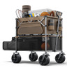 Everyfun 480Lbs Foldable Double Decker Wagon Cart,Beach Carts - Brown