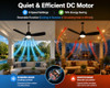 SUTEFAN 44'' OUTDOOR CEILING FAN DIMMABLE 3-COLOR LED LIGHT - BLACK