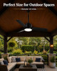 SUTEFAN 44'' OUTDOOR CEILING FAN DIMMABLE 3-COLOR LED LIGHT - BLACK