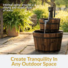 SUNNYDAZE DECOR 2-TIER WOOD BARREL WATER FOUNTAIN 34" VINTAGE - BROWN New