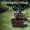 SUNNYDAZE DECOR 2-TIER WOOD BARREL WATER FOUNTAIN 34" VINTAGE - BROWN New
