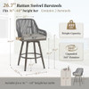 COZYMAN OUTDOOR BAR STOOLS SET OF 2 360° SWIVEL ALUMINUM RATTAN - GRAY