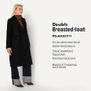 AMAZON ESSENTIALS WOMEN'S RELAXED-FIT DOUBLE-BREASTED WOOL BLEND COAT BLACK M