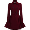 FOREMODE WOMEN SWING DOUBLE BREASTED WOOL PEA COAT - SIZE: WOMEN S - WINERED New