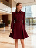 FOREMODE WOMEN SWING DOUBLE BREASTED WOOL PEA COAT - SIZE: WOMEN S - WINERED New