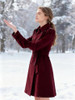 FOREMODE WOMEN SWING DOUBLE BREASTED WOOL PEA COAT - SIZE: WOMEN S - WINERED New