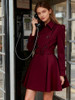 FOREMODE WOMEN SWING DOUBLE BREASTED WOOL PEA COAT - SIZE: WOMEN S - WINERED New