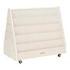 ECR4KIDS DOUBLE-SIDED MOBILE WOODEN BOOK DISPLAY AND STORAGE - WHITE WASH