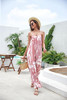 FKEEP WOMEN'S LOOSE V NECK SLEEVELESS ADJUSTABLE SPAGHETTI B-PINK SIZE 2XL