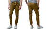 GALAXY BY HARVIC MEN'S BASIC STRETCH TWILL JOGGERS CHINO SIZE LARGE - TIMBER New