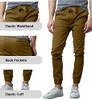 GALAXY BY HARVIC MEN'S BASIC STRETCH TWILL JOGGERS CHINO SIZE LARGE - TIMBER New