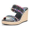 KL154225 KARL LAGERFELD PARIS WOMEN'S ESPADRILLE WEDGE SANDAL BLACK SIZE 8