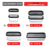 EATEX 6 Pack Glass Meal Prep Containers with Grooved Base, 6 Stackable - Black
