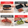 EATEX 6 Pack Glass Meal Prep Containers with Grooved Base, 6 Stackable - Black