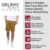 G/MSCS-800KK GALAXY MEN'S 5-POCKET FLAT-FRONT STRETCH CHINO SHORTS - SIZE 36