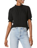 Amazon Essentials Women's Fluid Twill Short Puff Sleeve Ruffle Smocked Shirt