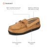ISOTONER MEN'S MICROSUEDE MOCCASIN SLIPPER - SIZE: MEN 9.5-10.5 (BROWN) New