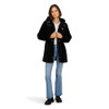 REEBOK WOMEN'S LONG DOUBLE SIDED FLEECE ZIP-UP JACKET - SIZE: M - BLACK New