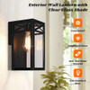 Outdoor Wall Light Fixtures, 2-Pack, Black Porch Lights with Glass Shade