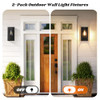 Outdoor Wall Light Fixtures, 2-Pack, Black Porch Lights with Glass Shade
