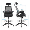 BOLISS Drafting Chair Tall Office Chair with Flip-up Armrests Ergonomic - Black