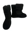 BEARPAW KIERA SUEDE FAUX FUR BUCKLED BOOT NEVERWET - SIZE: WOMEN 11 - BLACK