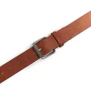 GIORGIO BRUTINI RUGGED LEATHER CASUAL BELT, SIZE M - COGNAC BROWN/BRUSHED NICKLE