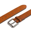 GIORGIO BRUTINI RUGGED LEATHER CASUAL BELT, SIZE M - COGNAC BROWN/BRUSHED NICKLE