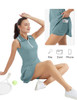 FKEEP Women's Tennis Golf Dress Sport Activewear Zipper V-Neck Shorts Lake Blue New