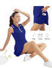 FKEEP WOMEN'S TENNIS GOLF DRESS SPORT V-NECK SHORTS POCKET SAPPHIRE BLUE L New