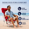 Caribbean Joe Folding Beach Chair 4 Position Portable Backpack Chair AZ779 - Red